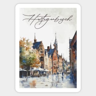 Hertogenbosch Winter Skyline Print – Watercolor Dutch City Poster Sticker